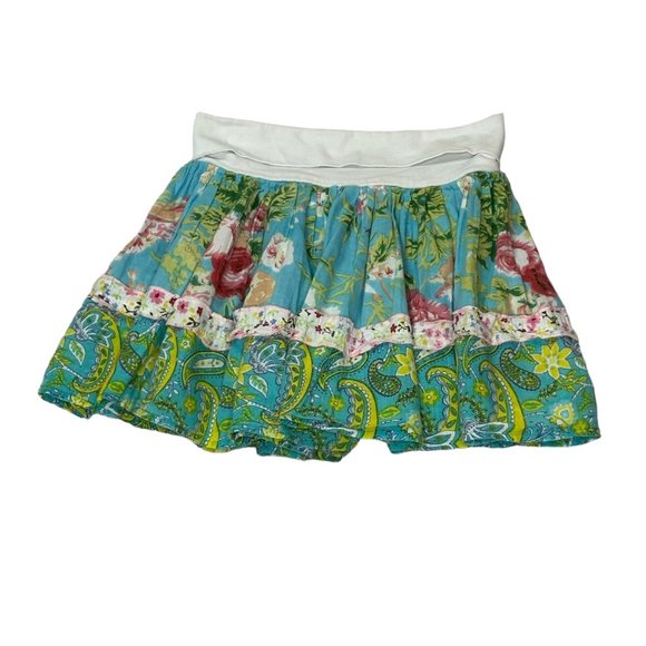 Free Planet Skirt Baby Toddler Girls 3T Blue Floral Turquoise Paisley Tiered - Picture 1 of 12
